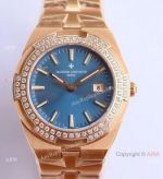 AAA Swiss Copy Vacheron Constantin Overseas Sky Blue Rose Gold Watch 33mm Small